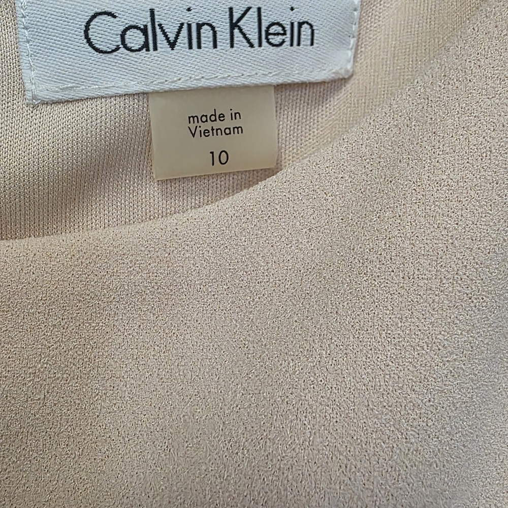 💥2/$45 Calvin Klein Soft Pink Sleeveless Sheath Dress with Radiant Pleats - Picture 3 of 4